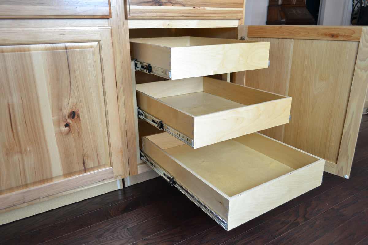 Triple Slide-Out Drawers & Shelves – Interior Cabinet Solutions